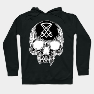 Human skull with Sigil of Lucifer Hoodie